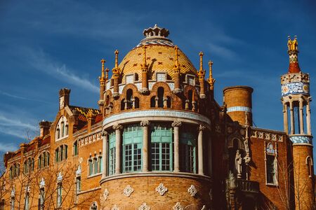 Hospital de la Santa Creu i Sant Pau - modernist building by famous architect Lluis Domenech i Montaner. Architecture of Barcelona inscribed on UNESCO World Heritage List. Feb 2019のeditorial素材