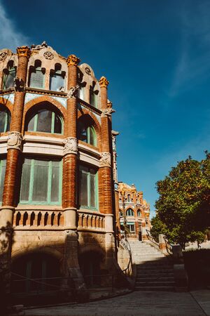 Hospital de la Santa Creu i Sant Pau - modernist building by famous architect Lluis Domenech i Montaner. Architecture of Barcelona inscribed on UNESCO World Heritage List. Feb 2019のeditorial素材