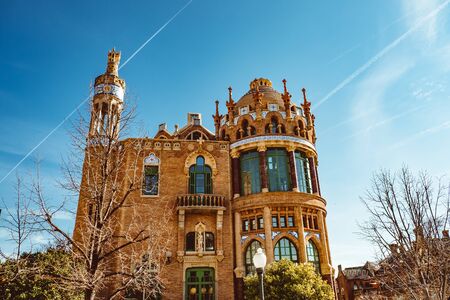 Hospital de la Santa Creu i Sant Pau - modernist building by famous architect Lluis Domenech i Montaner. Architecture of Barcelona inscribed on UNESCO World Heritage List. Feb 2019のeditorial素材
