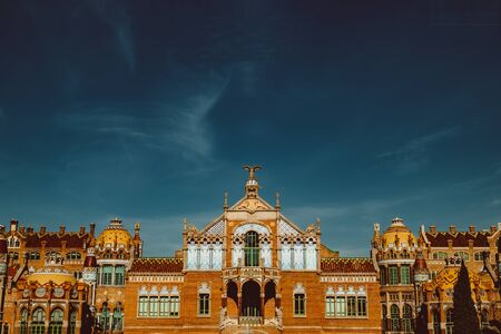 Hospital de la Santa Creu i Sant Pau - modernist building by famous architect Lluis Domenech i Montaner. Architecture of Barcelona inscribed on UNESCO World Heritage List. Feb 2019のeditorial素材