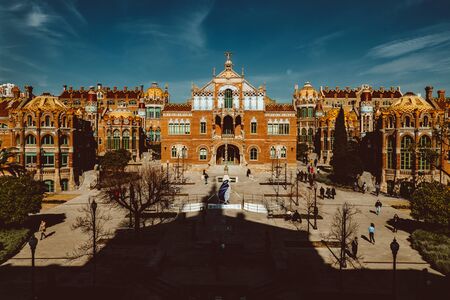 Hospital de la Santa Creu i Sant Pau - modernist building by famous architect Lluis Domenech i Montaner. Architecture of Barcelona inscribed on UNESCO World Heritage List. Feb 2019のeditorial素材