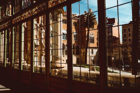 San Pau hospital-Barcelona-Catalonia, Glazed corridor inside Hospital de la Santa Creu i Sant Pau,...