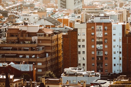 View of the city from Park Guell in Barcelona. Spain. Houses in Barcelona