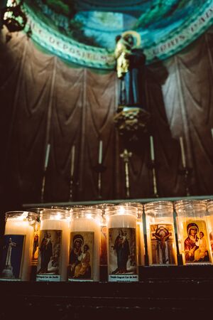BARCELONA - February 2019: Interior of the crypt of the Expiatory Church of the Sacred Heart of Jesus, located on the summit of Mount Tibidabo in Barcelona, Catalonia, Spainのeditorial素材