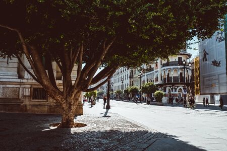 SEVILLE, SPAIN - February 2019 Building designed by Espiau in Seville, Spain. Espiau was a Spanish architect who did most of his work in Seville at the first of the 20th century.のeditorial素材