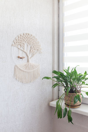 Wall hanging macrame hand made. Tree of life. ECO friendly modern knitting DIY natural decoration...