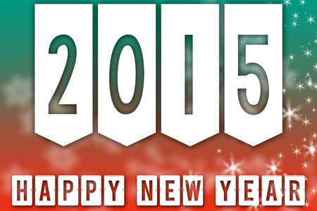 Happy New Year 2015 greeting background banner with white snowflakes and starsの写真素材