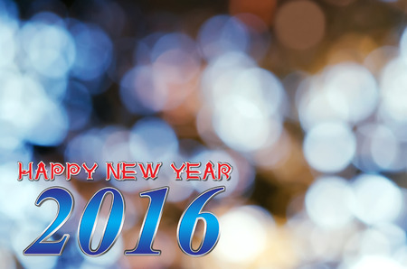 Happy New Year 2016  colorful blurred bokeh backgroundの写真素材