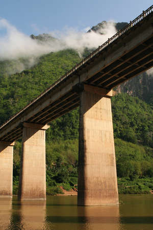 Nam-au Bridge on Nhong-kiew, Northern-Laosの写真素材
