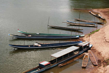 local pier on Mae-kong Riverの写真素材