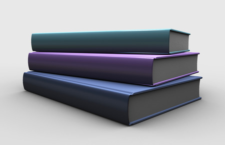 Three books stacked on white background - 3D renderingの写真素材