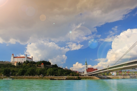 bratislava city near danube riverのeditorial素材