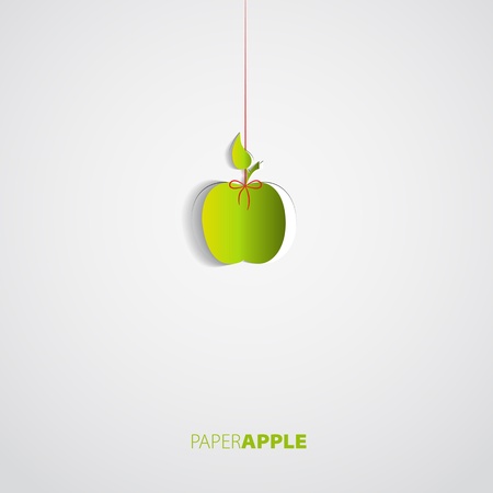 Vector green paper apple card designのイラスト素材
