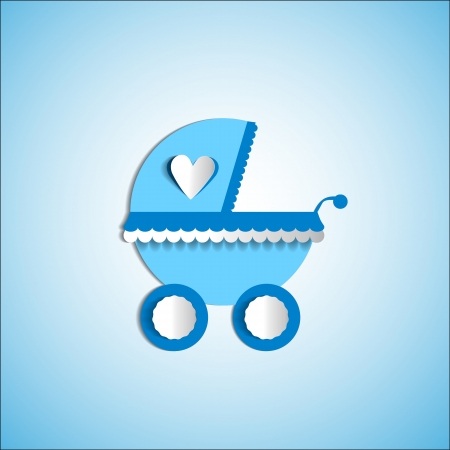 Baby card - Its a boy theme - with baby carriageのイラスト素材