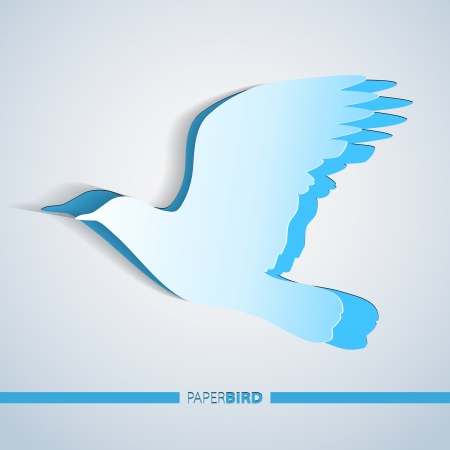 Greeting card with colorful paper bird on white background- vectorのイラスト素材