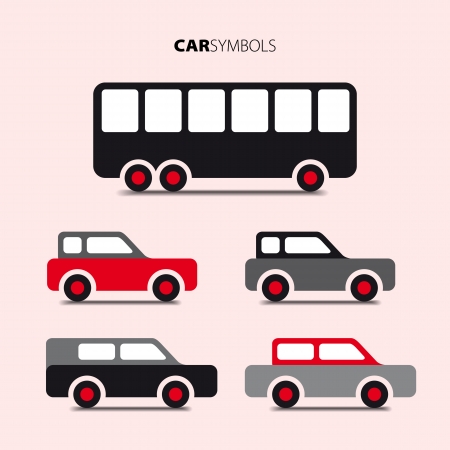 Vector collection of cars and buses - Icon with transportのイラスト素材
