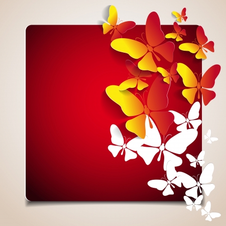 Greeting card with paper butterfliesのイラスト素材