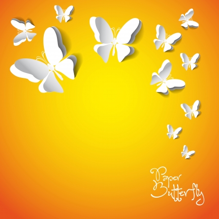 Greeting card with paper butterfliesのイラスト素材