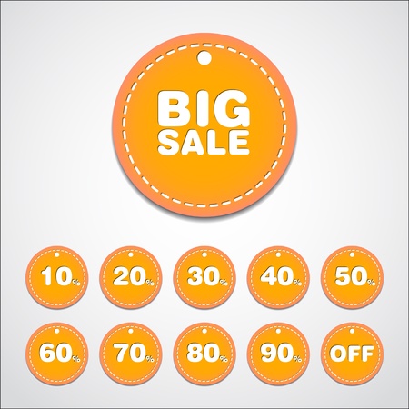 Big Sale tags with Sale up to 10 - 90 percent text on circle tags - vectorのイラスト素材