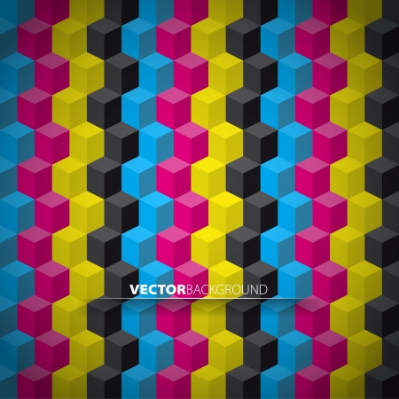 Vector cubes in CMYK colors backgroundのイラスト素材