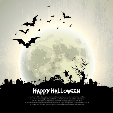 Happy Halloween sign and theme design background - vector illustrationのイラスト素材