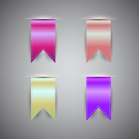 Realistic Ribbon Set, Isolated On Grey Background, Vector Illustrationのイラスト素材