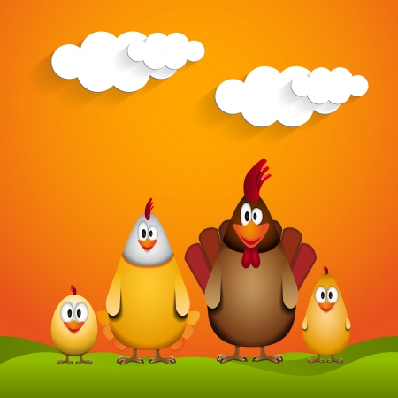 Happy Easter - Funny chicken family - illustrationのイラスト素材