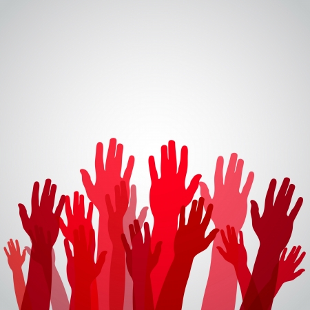 Red colorful up hands, vector illustrationのイラスト素材