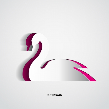 Paper Swan - greeting card symbol - vector illustrationのイラスト素材