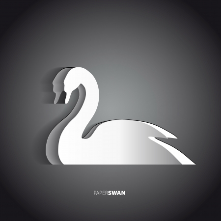Paper Swan - greeting card symbol - vector illustrationのイラスト素材