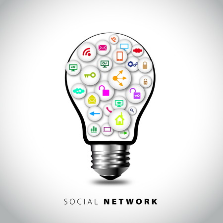 Creative Social Network Lightbulb Element Vector Designのイラスト素材