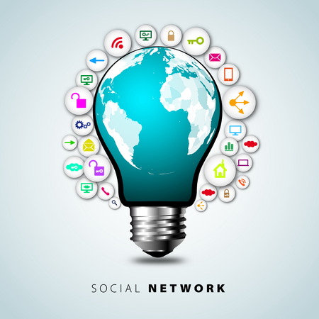 Creative Social Network Lightbulb のイラスト素材