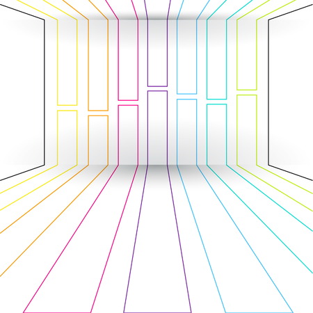 3D lines abstract background, room with geometric wallのイラスト素材