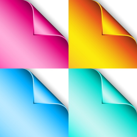 Set of four color curled cornersのイラスト素材
