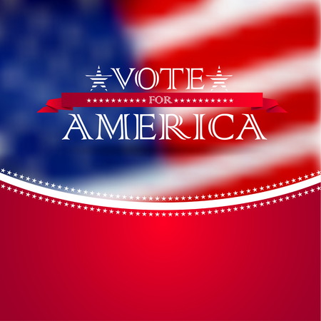 Vote for America, election poster card design, blurred USA flag backgroundのイラスト素材