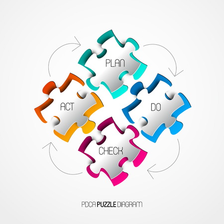 Four colorful Paper puzzle on white backgroundのイラスト素材