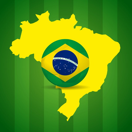 Map and Soccer ball of Brazil 2014, poster illustrationのイラスト素材