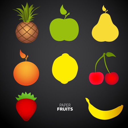 Paper Fruit Set cut out - mix design card illustrationのイラスト素材