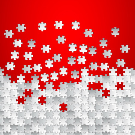 Vector Abstract red background made from white puzzle piecesのイラスト素材