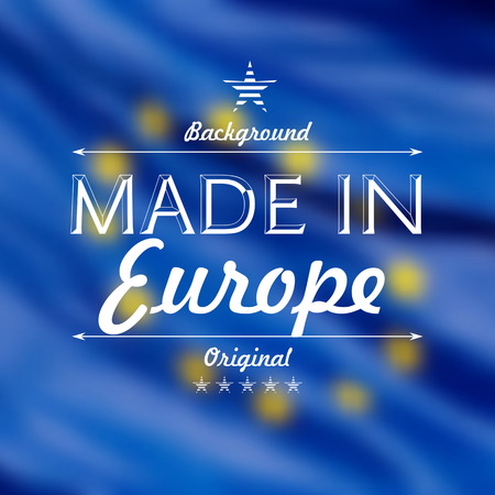Made In Europe card vector illustration, blurred flag backgroundのイラスト素材