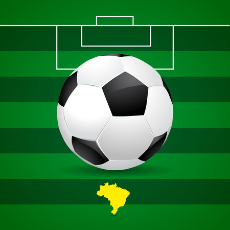 Brazil soccer ball on green backgroundのイラスト素材
