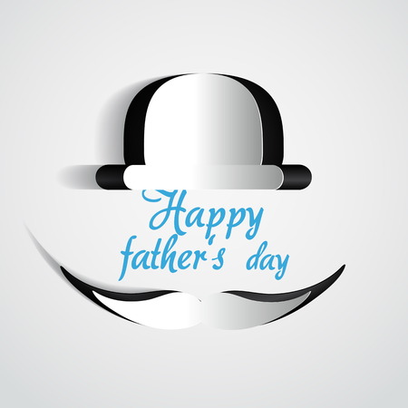 Happy Fathers day card with type font, hat and mustage, gift card templateのイラスト素材