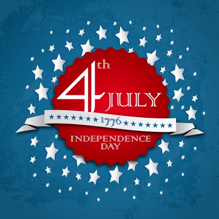 Vector independence day vintage badge, retro background posterのイラスト素材