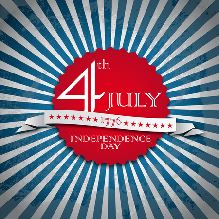 Vector independence day vintage badge, retro background posterのイラスト素材