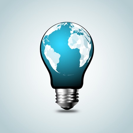 World Map,World atlas in tungsten light bulbのイラスト素材
