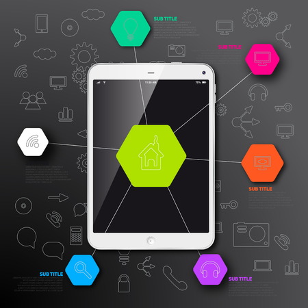 Business infographic template. Mobile phones technology. Diagrams and icons setのイラスト素材
