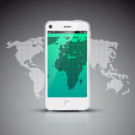 Social network concept with world map on tablet PCのイラスト素材