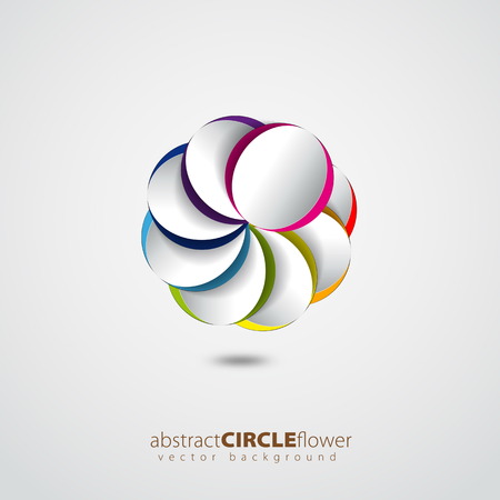 Colorful rainbow flower from circles with shadow background  vector illustrationのイラスト素材