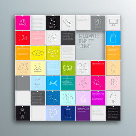 Colored squares background  Vector template for interface or infographic ready to place for your contentのイラスト素材