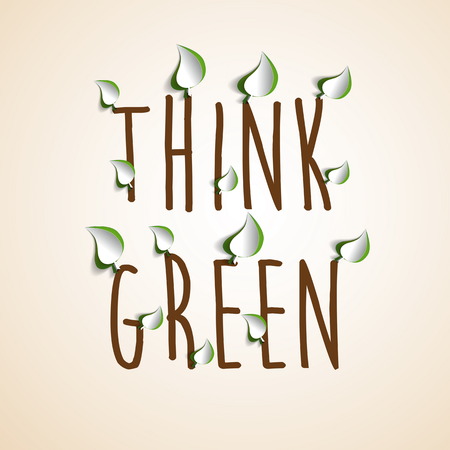 Typographic vintage design poster for Earth Day with paper cut leavesのイラスト素材